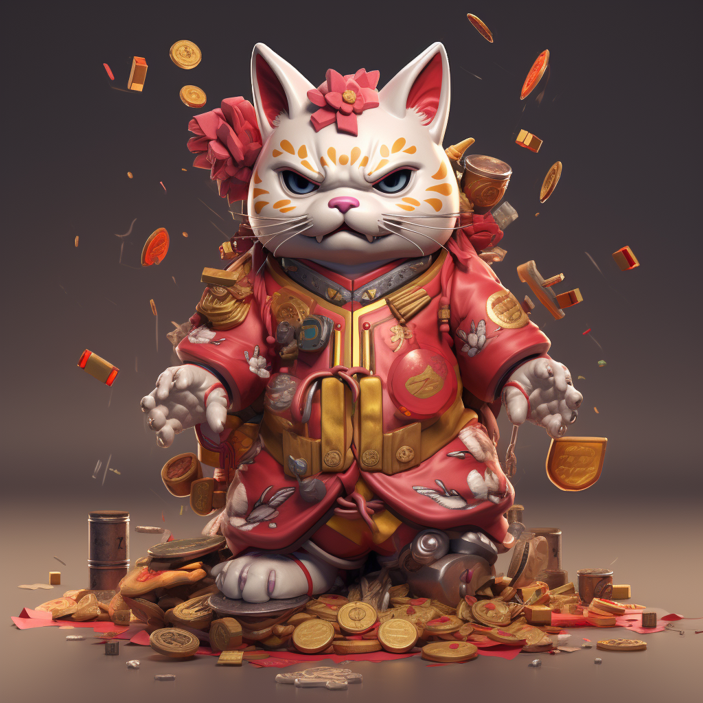 Aggressive cool maneki-neko character