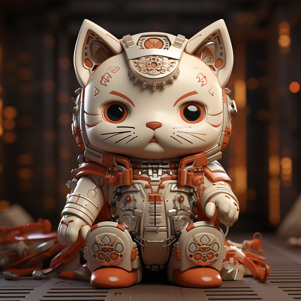 Maneki-Neko Lottery Mascot Low Poly Cyberpunk