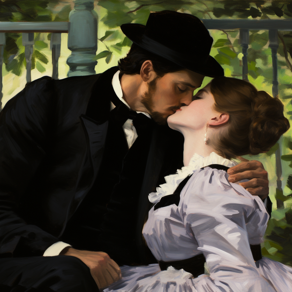 Romantic kiss painting by Manet