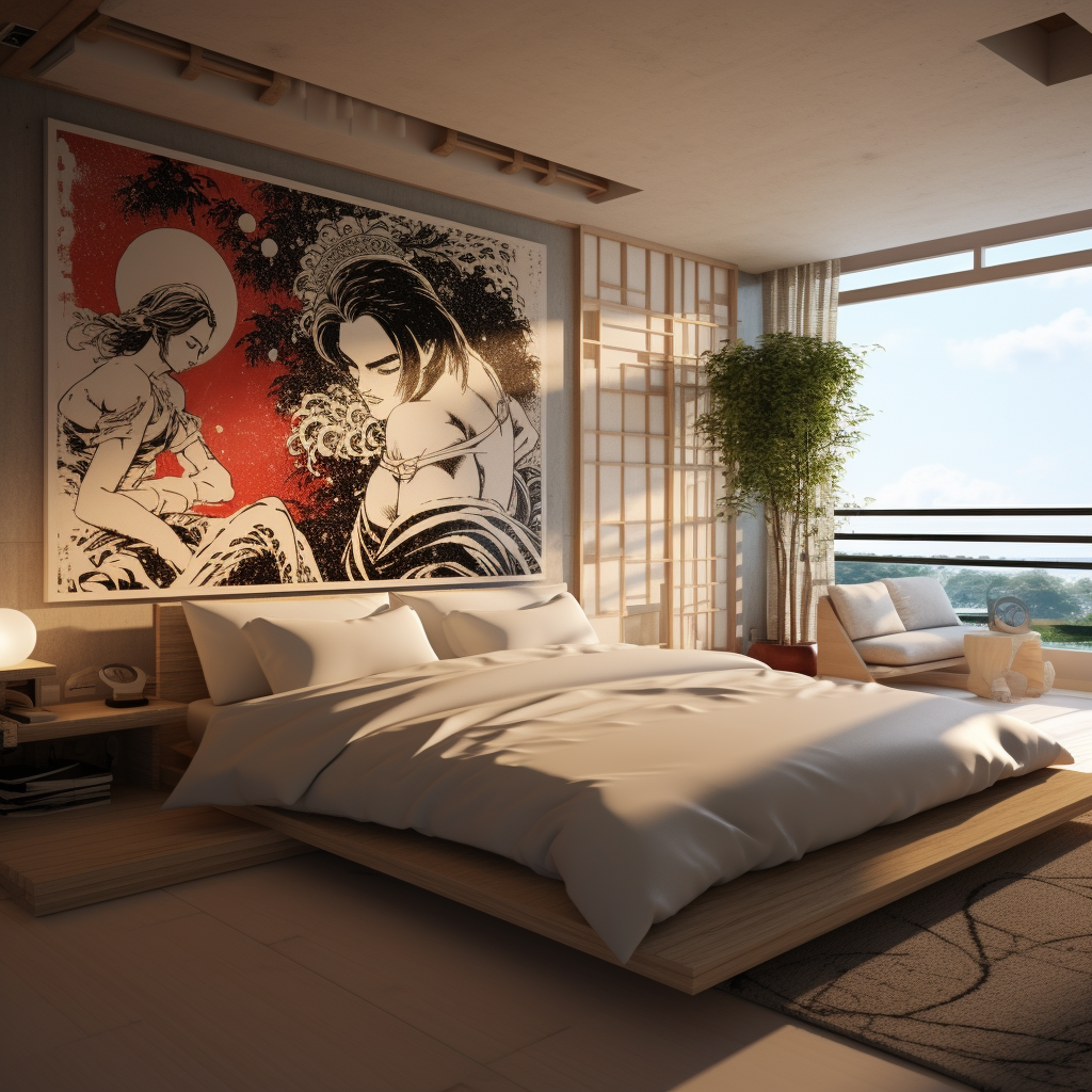 Stylish Japanese manga bachelor bedroom