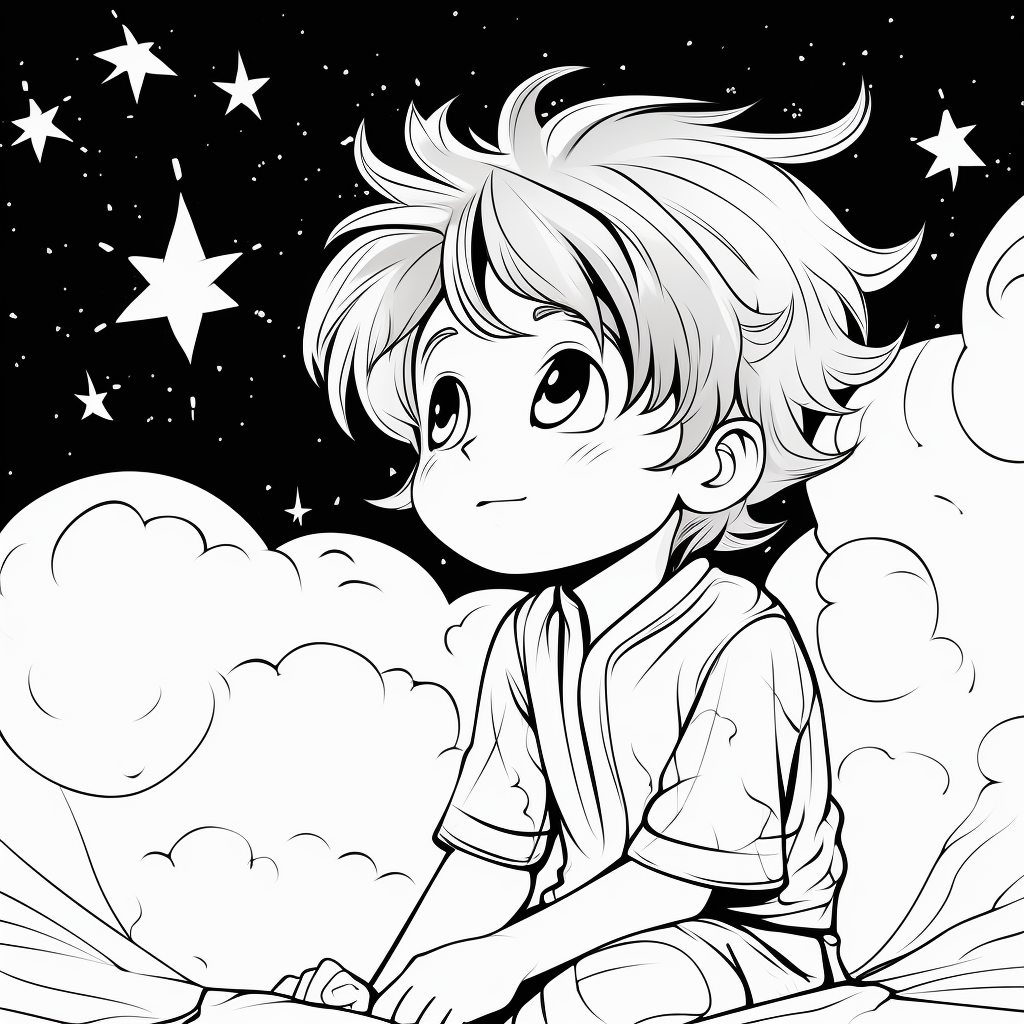 Manga boy looking into starry sky