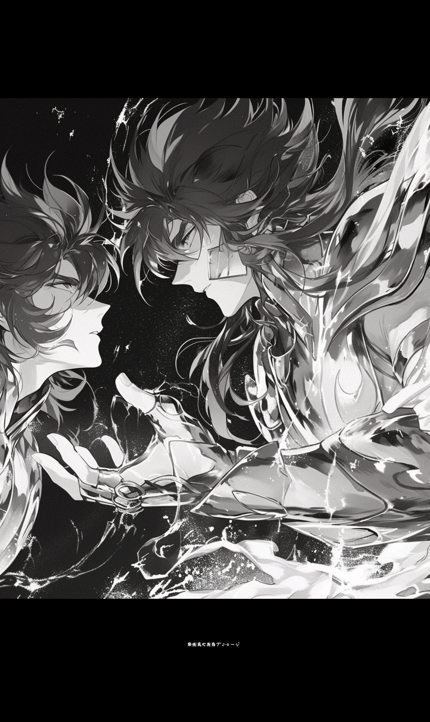 Manga frames of Saint Seiya characters fighting