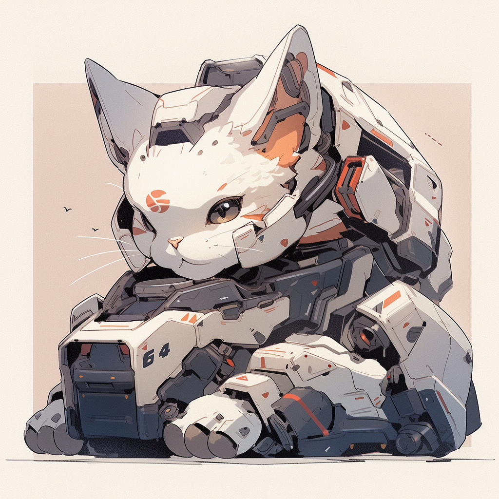 Cute manga cyber robot cat