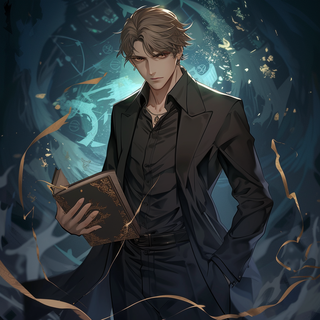 Handsome male in dark academia clothing