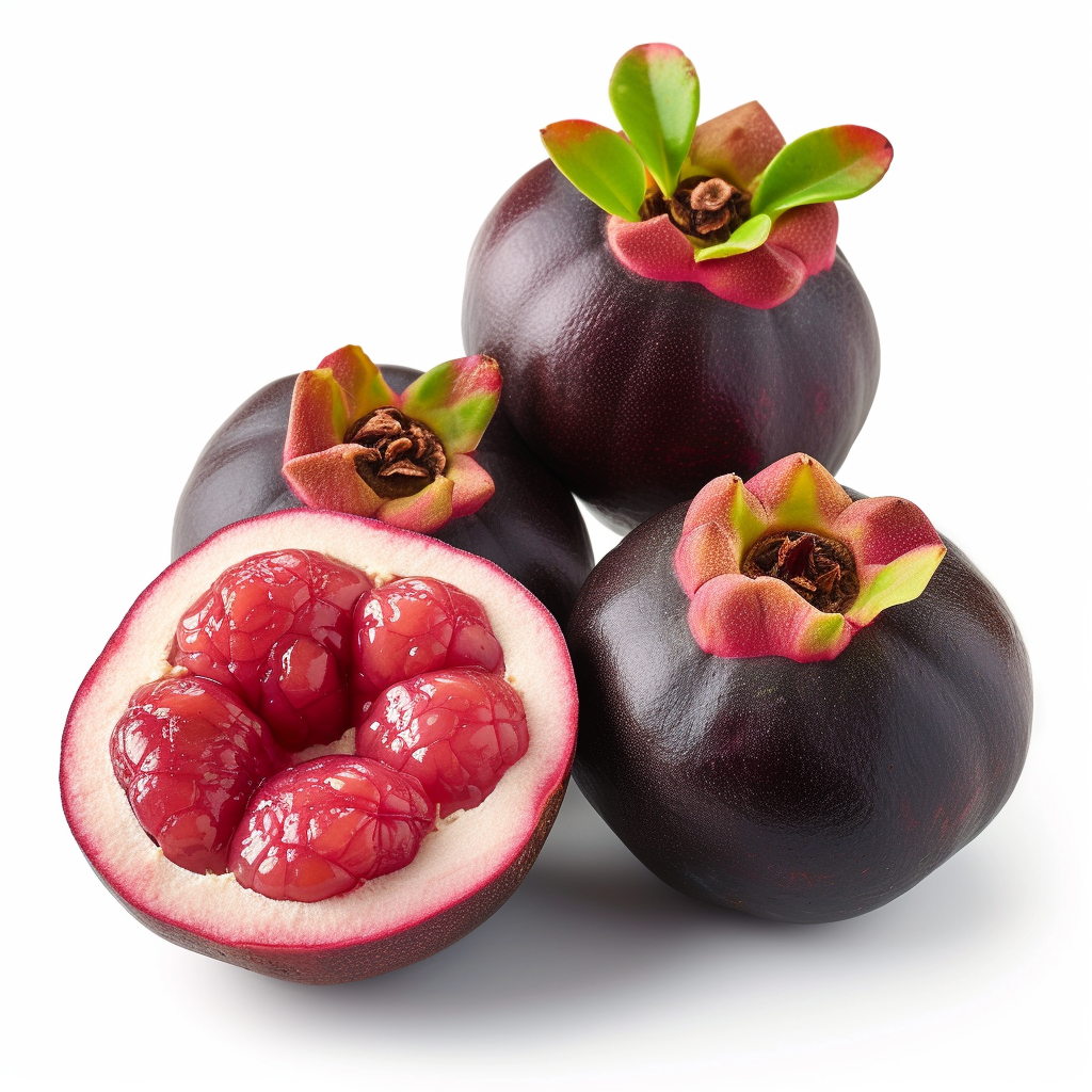 Mangosteen fruit on white background