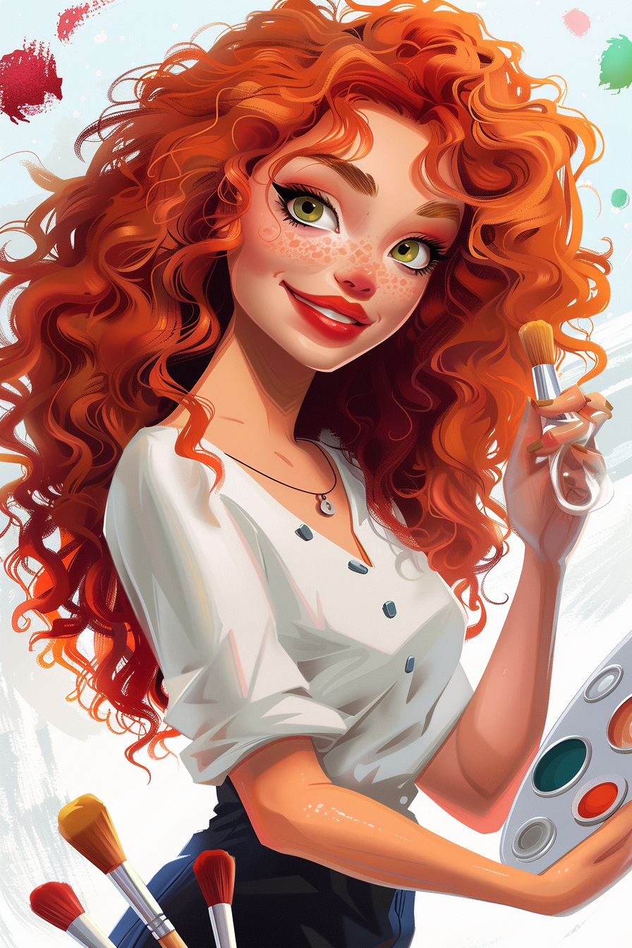 Manicurist Woman with Red Curly Hair