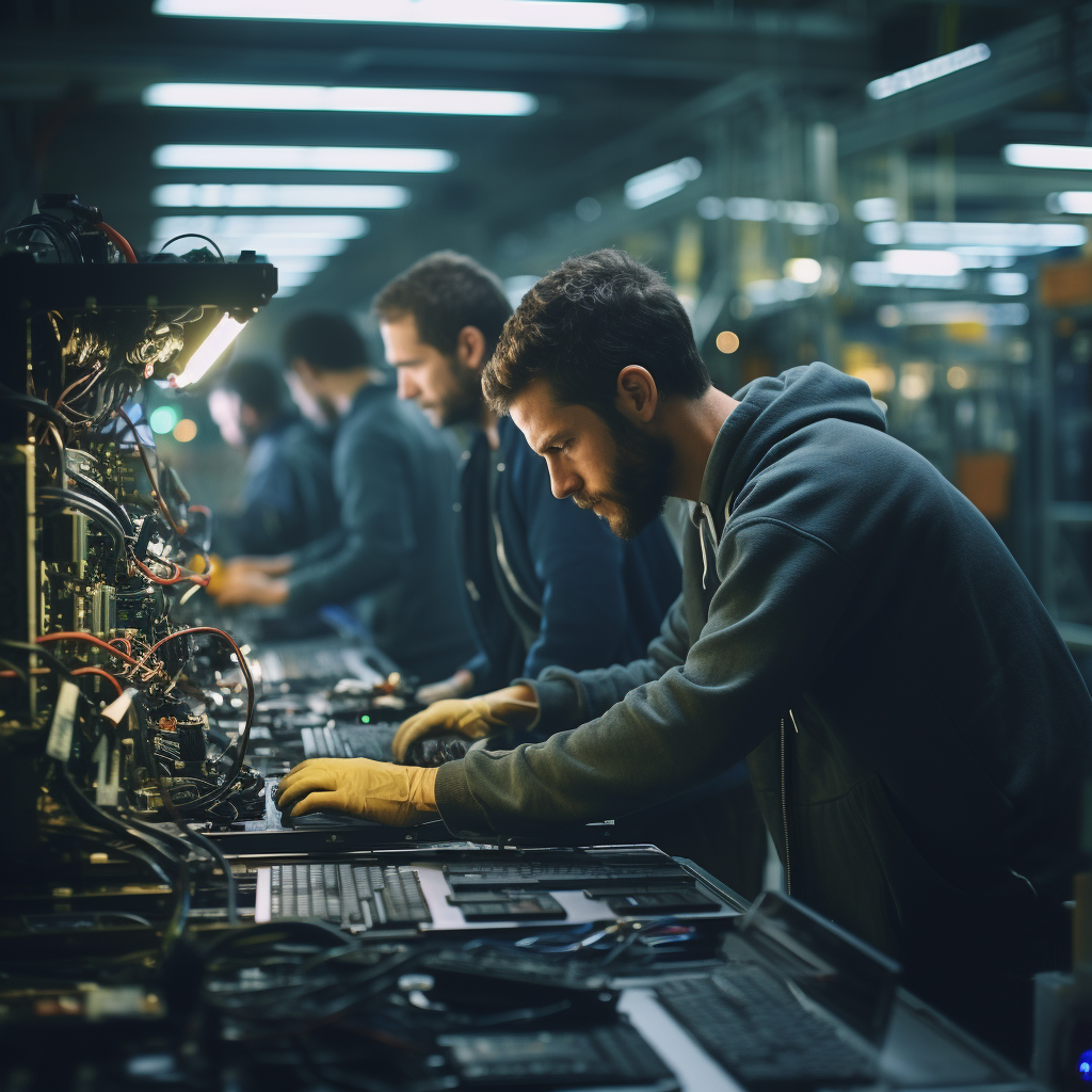 Hardworking manufacturing workers building a brighter future