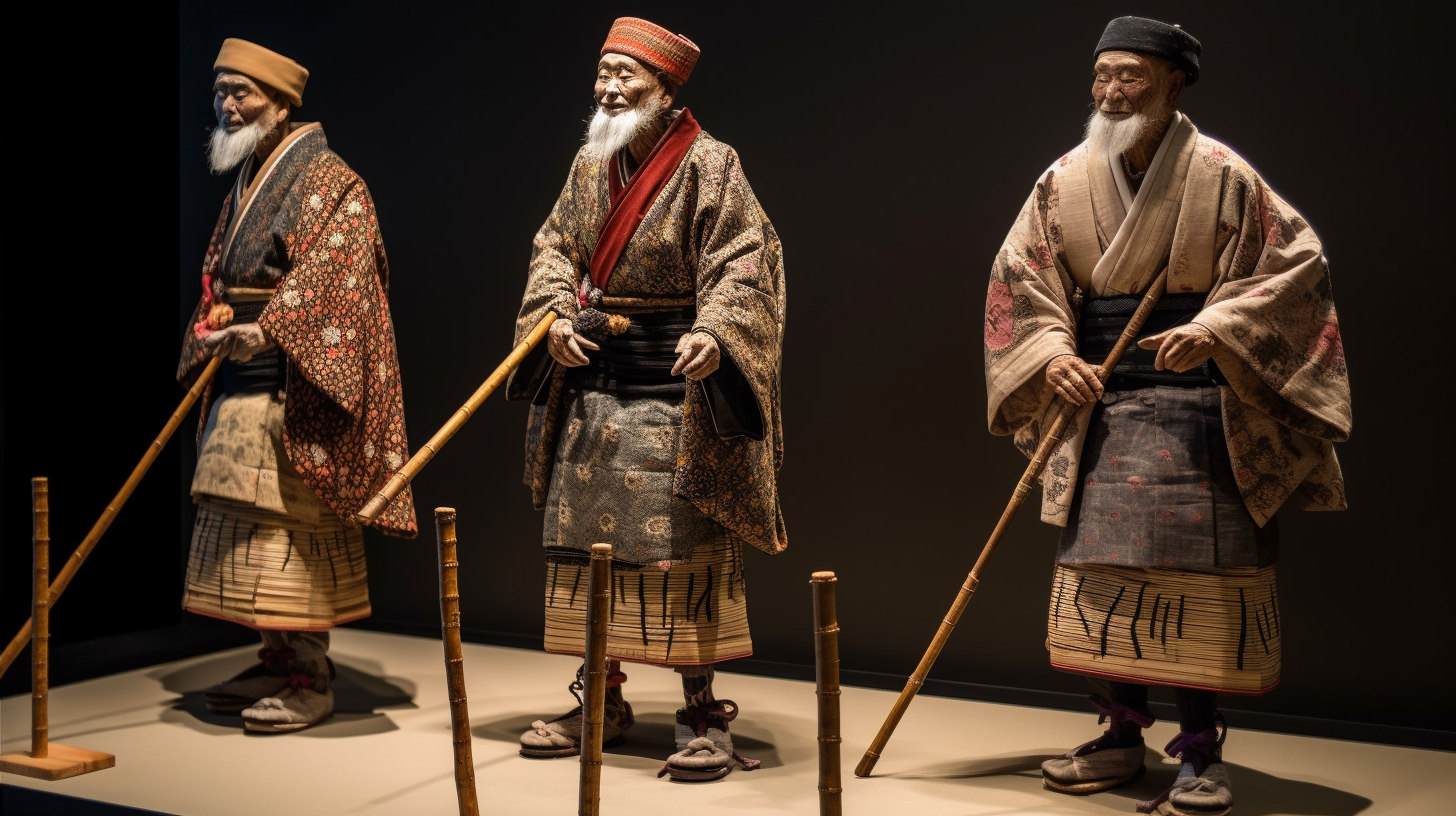 Old Manzai Trio Performing with Canes