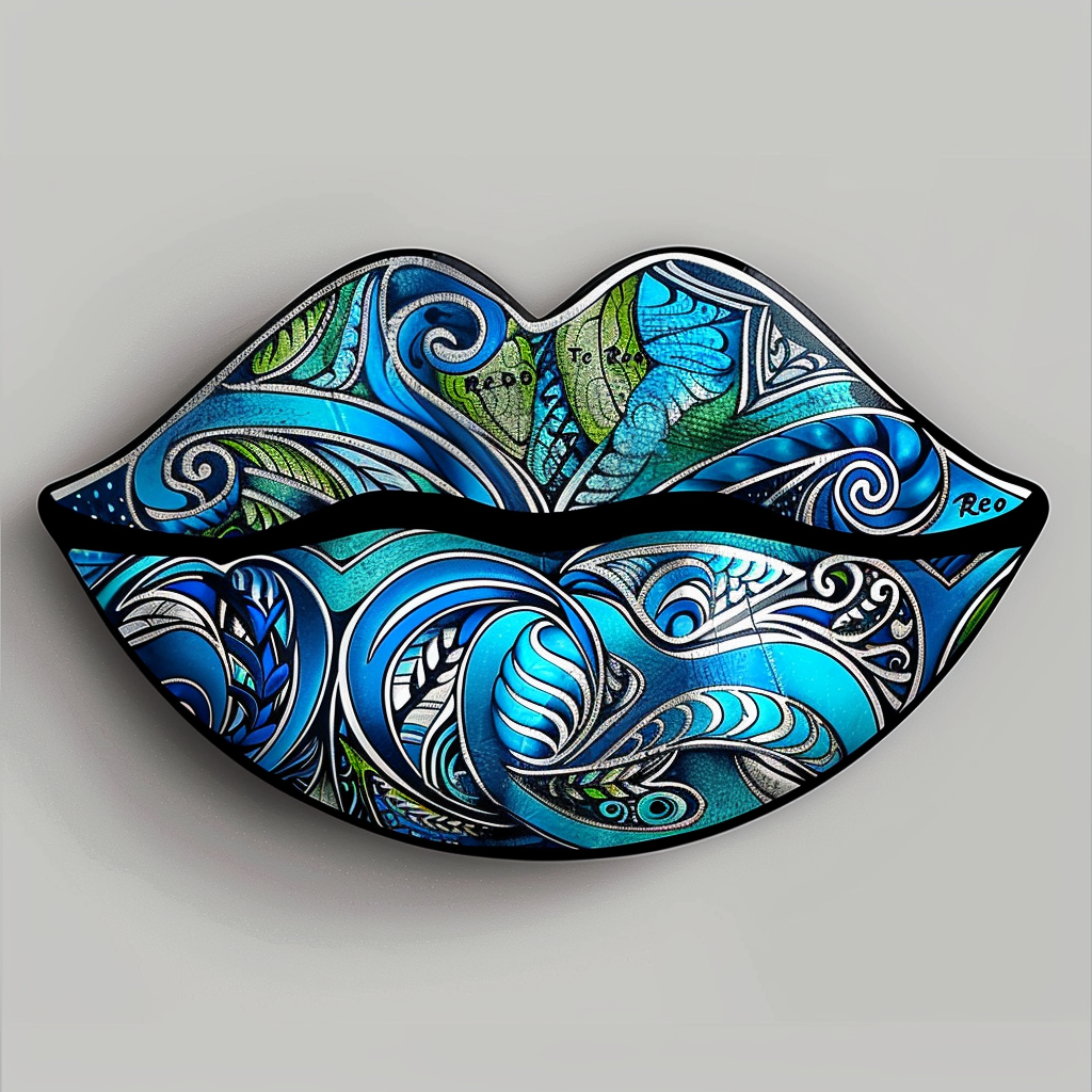 Maori pattern lips art design