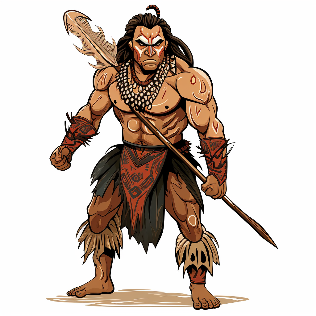 Nativ Maori warrior in comic style