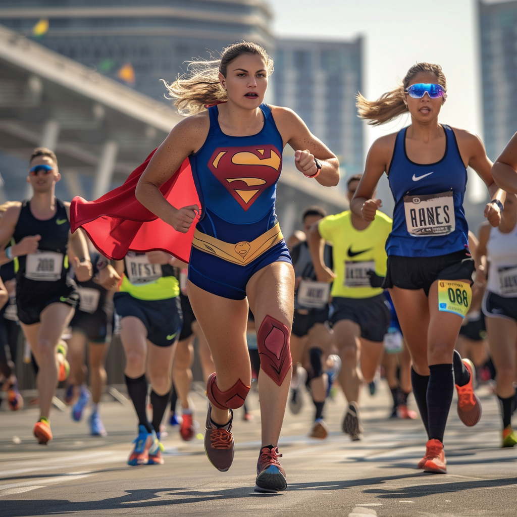 Marathon Race with Superhero and Nike Runners