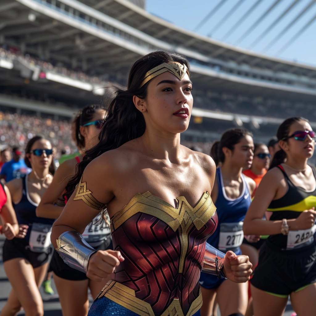 Wonder Woman and Nike Marathon Runners