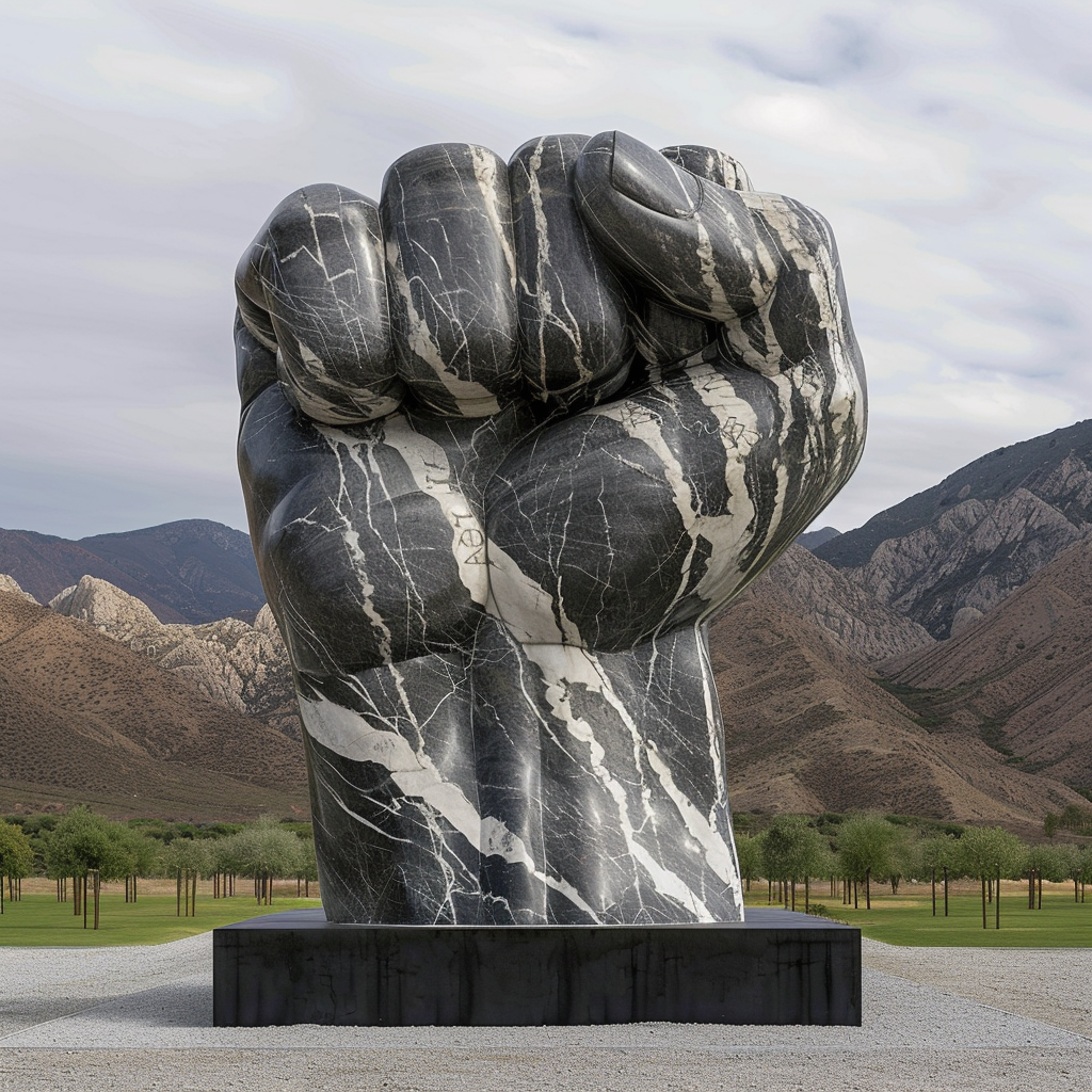 Gray White Marble Fist Statue