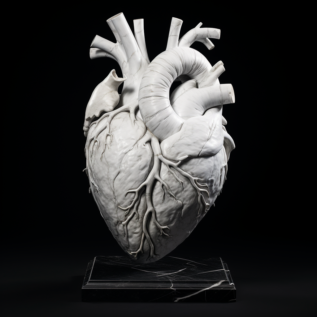 Beautiful marble sculpture of human heart