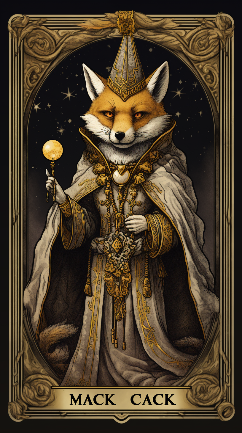 Marble style tarot card featuring Magick Fox