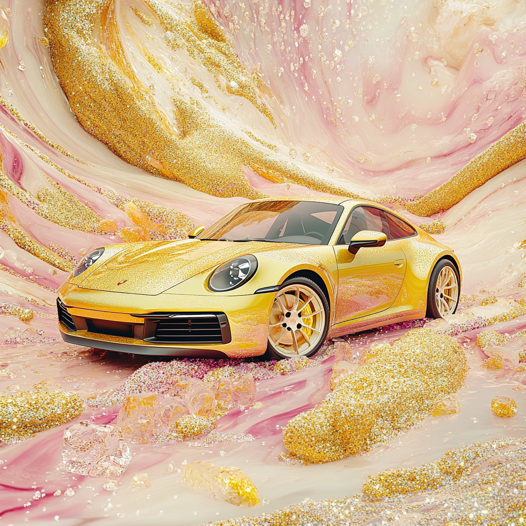 Detailed Marble Wallpaper with Porsche 911