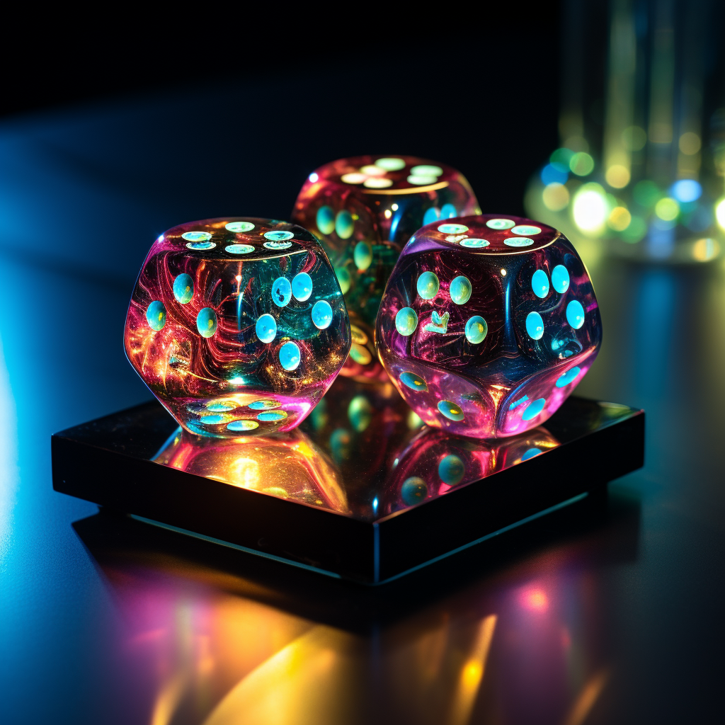 Holographic Table with Marbled Dices