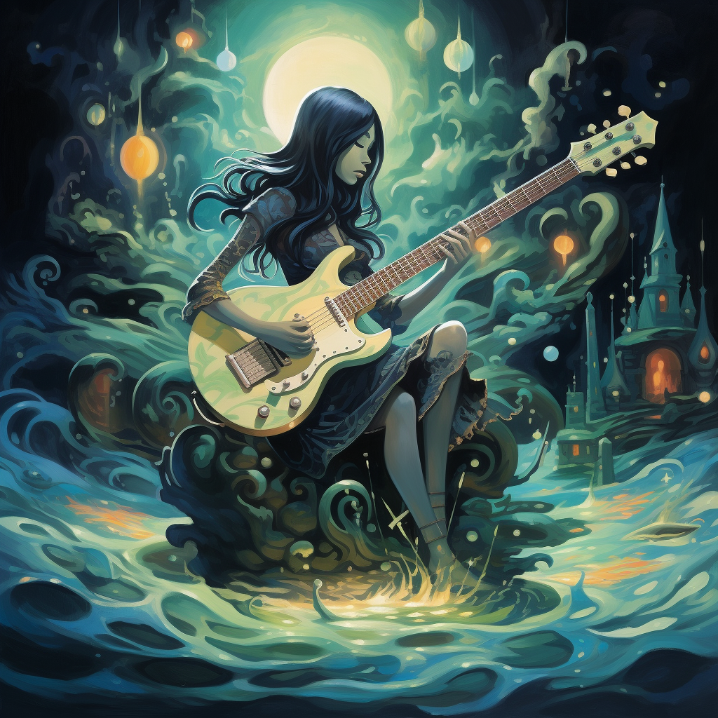 Marceline Abadeer playing her bass guitar