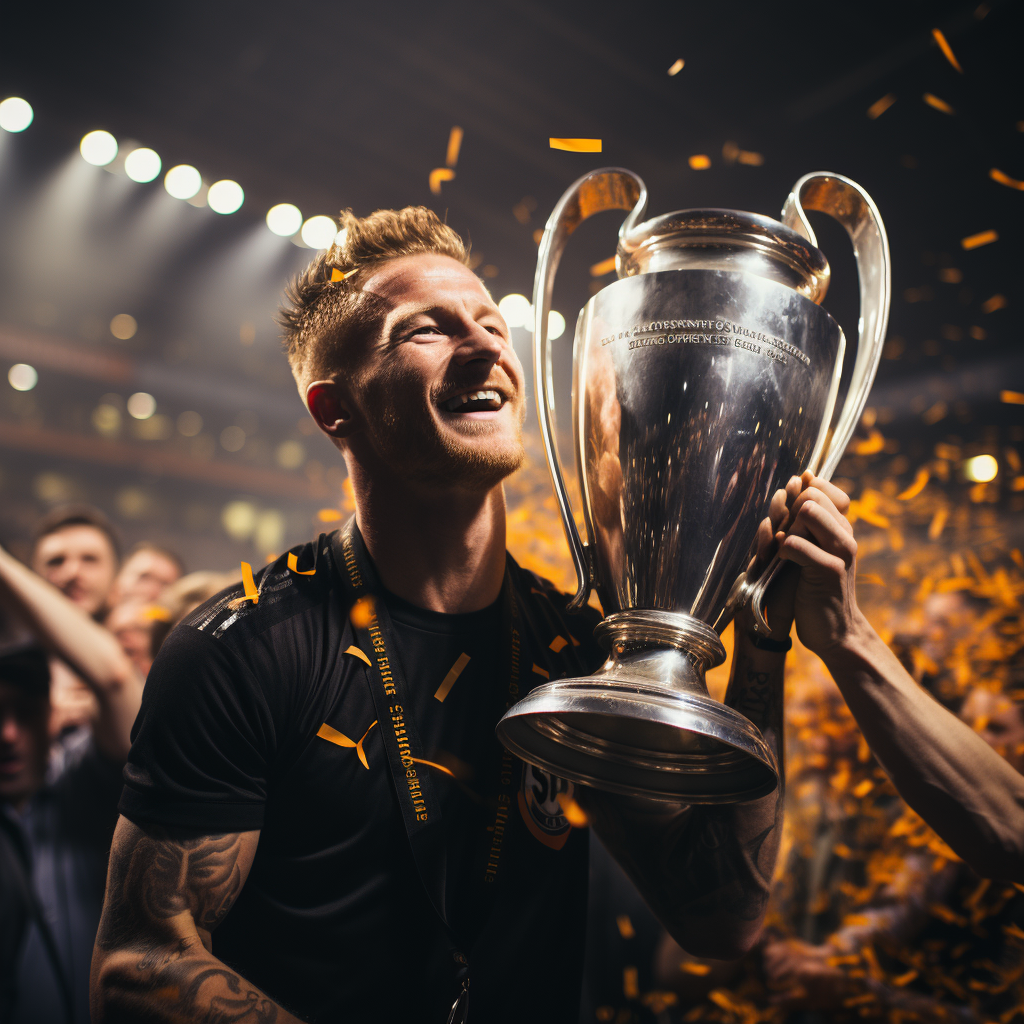 Marco Reus celebrates winning Champions League