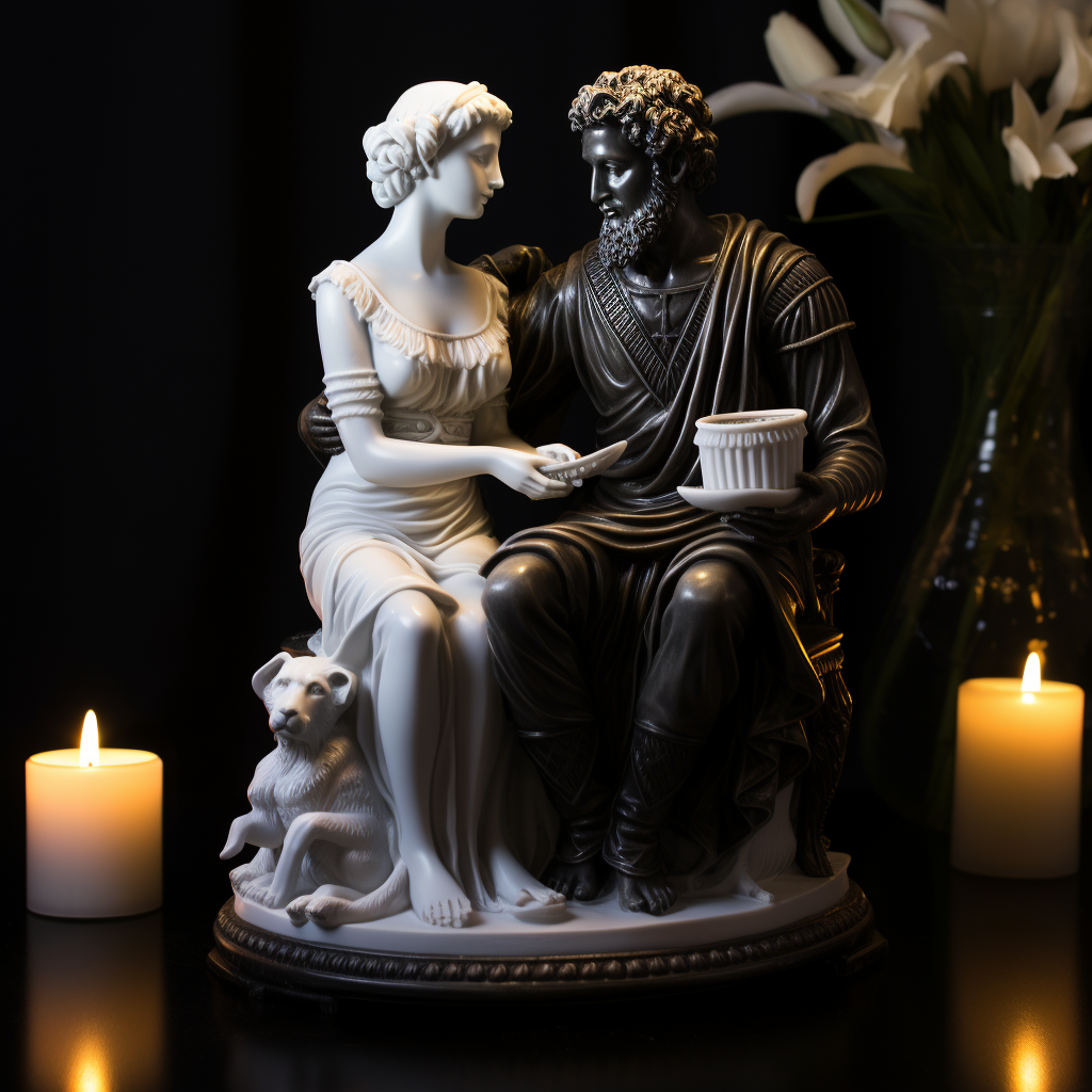 Marcus Aurelius and Goddess at Romantic Table