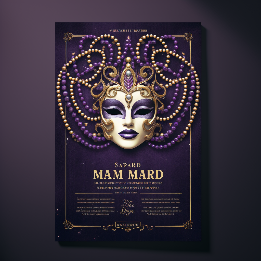 Mardi Gras party flyer with beads