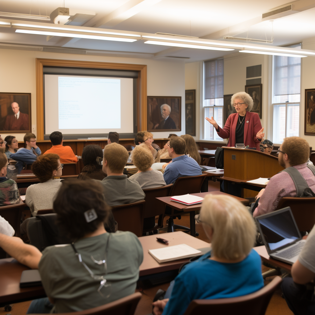 Margaret Wallace teaching a class at Boston University