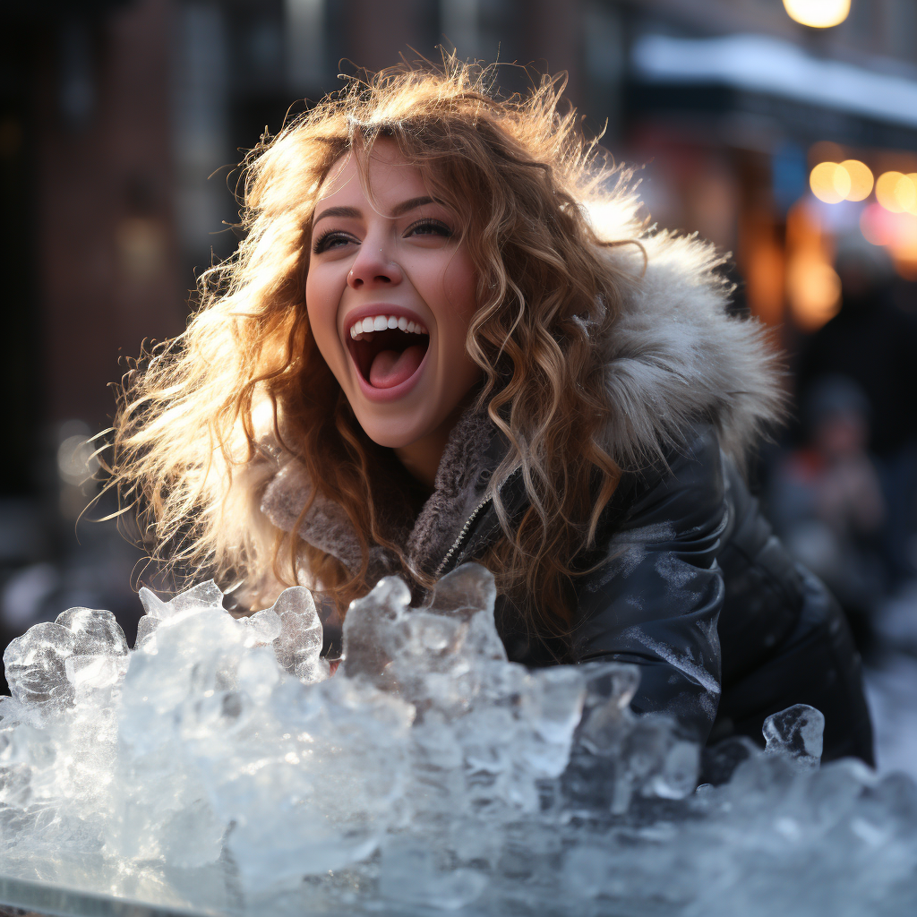 Mariah Carey frozen in ice sculpture