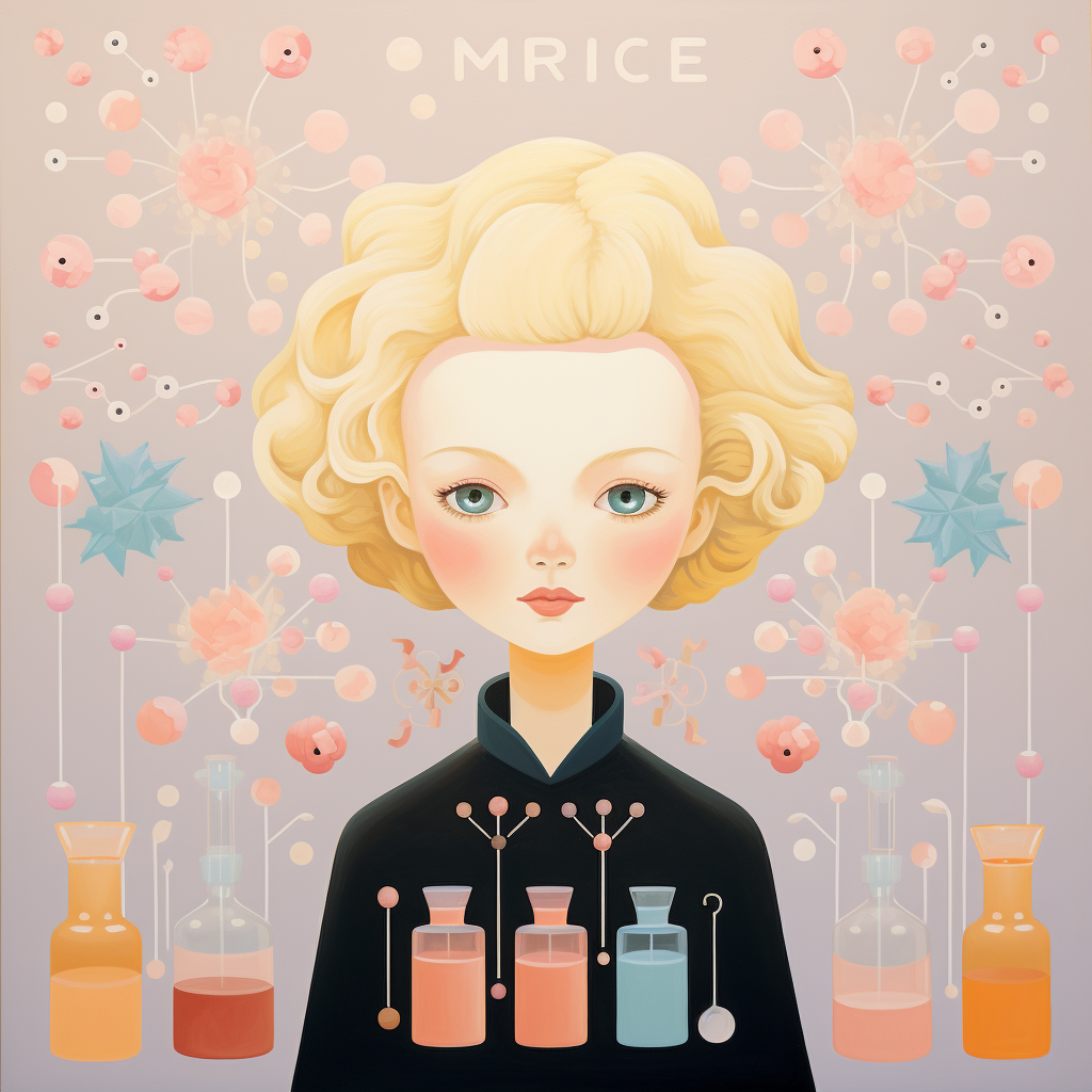 Marie Curie portrait in vibrant colors