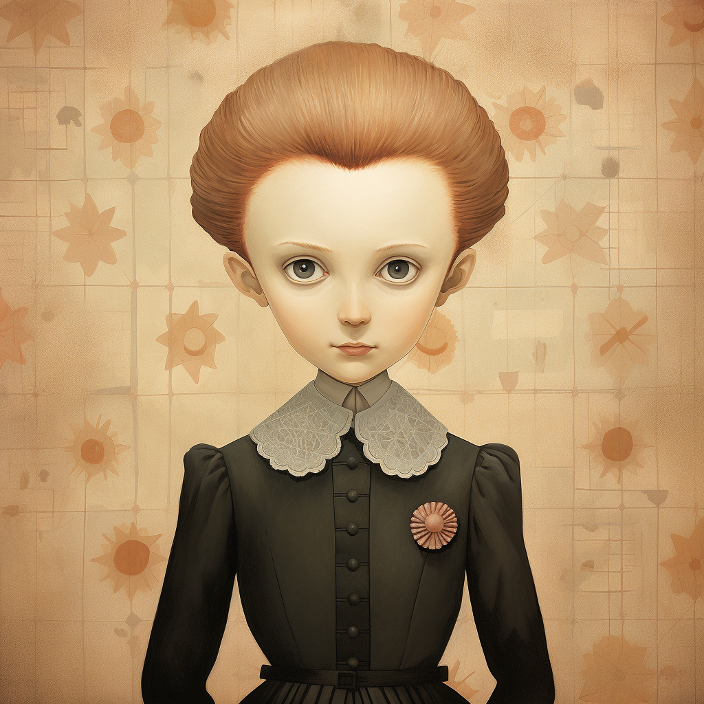 Marie Curie painting by Yoshitomo Nara