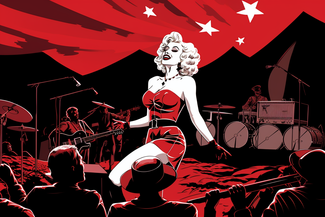 Marilyn Monroe performing for soldiers