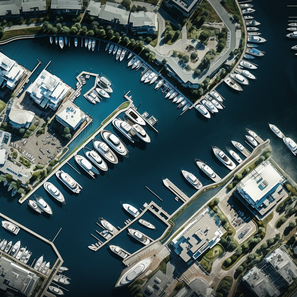 Aerial View of Hyperrealistic Marina