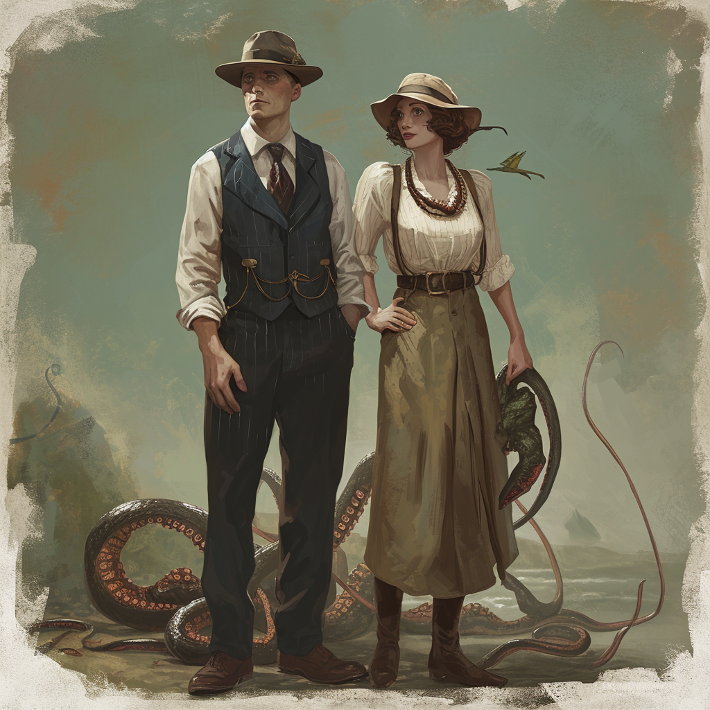 Male and female 1920s marine biologists playing Call of Cthulhu game