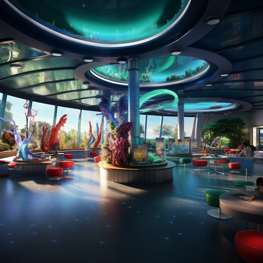 Colorful marine research institute for kids