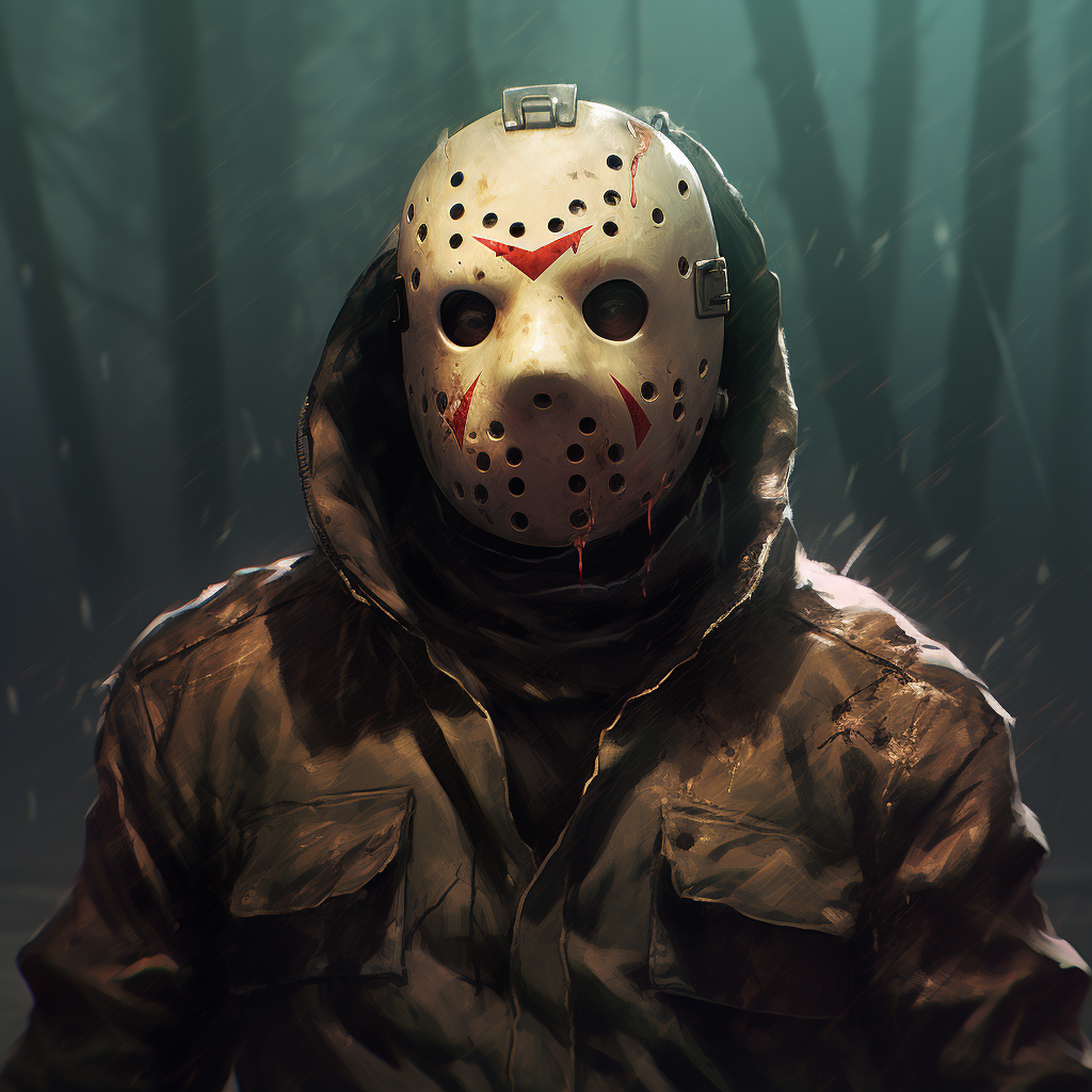 Mario dressed as Jason in Friday 13th