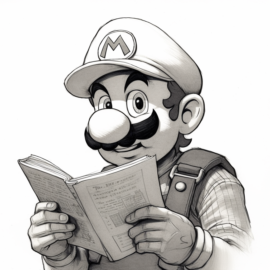 Mario drawing in Boichi manga style