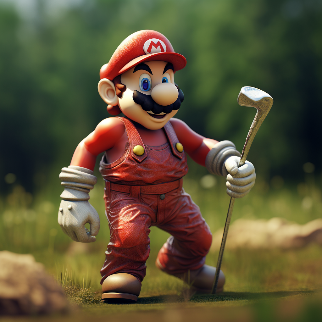 Mario golfing with enhanced realism