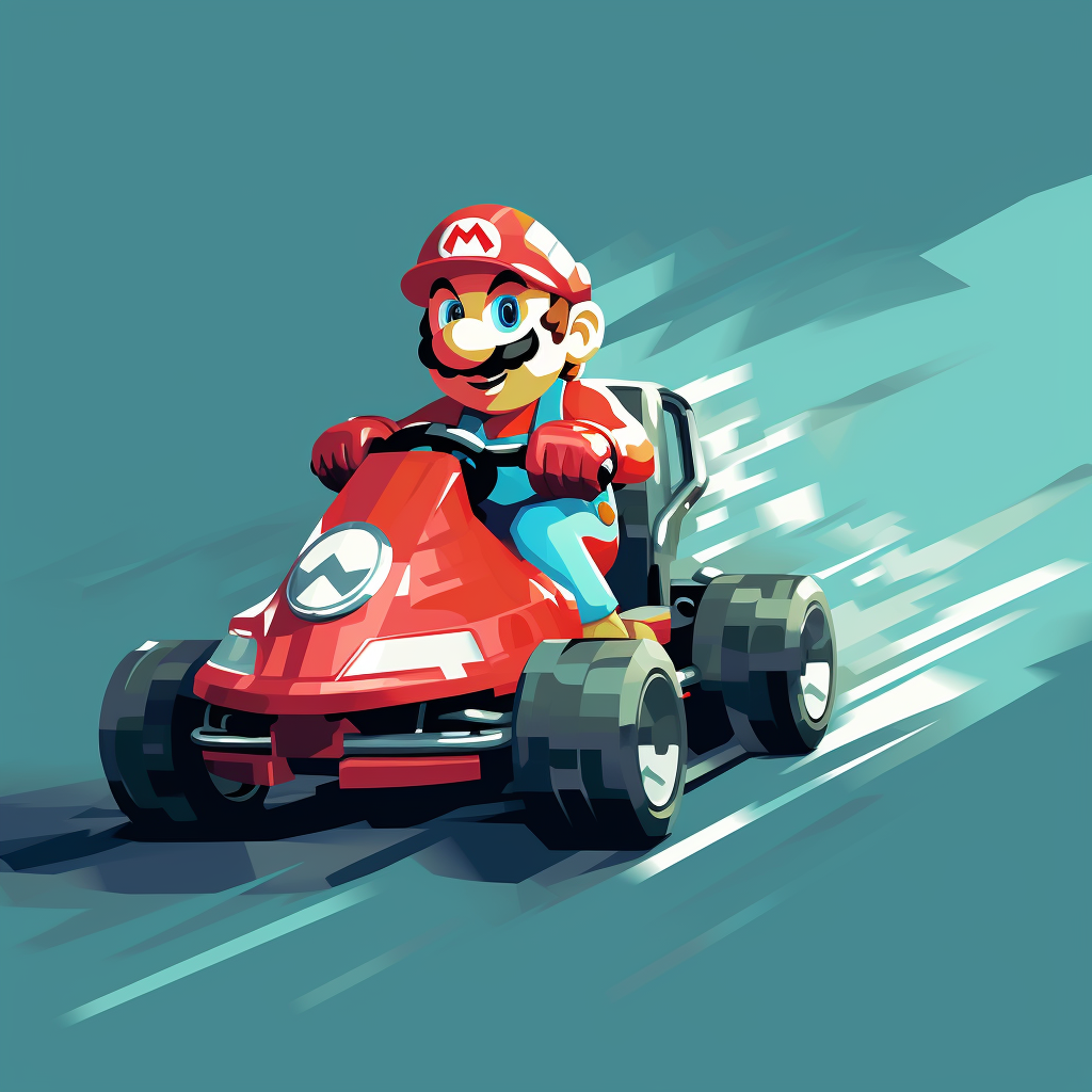 Minimalist Mario Kart digital artwork