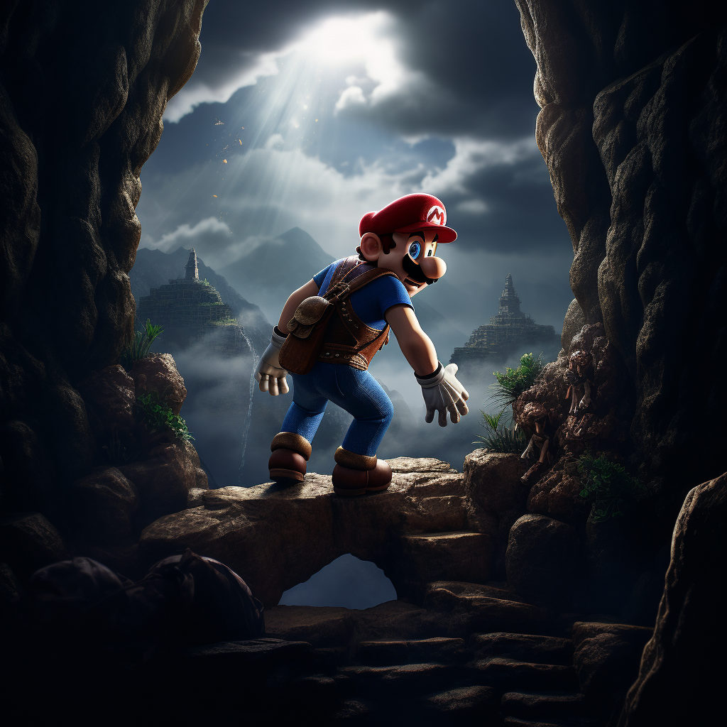 Mario being pushed off a cliff