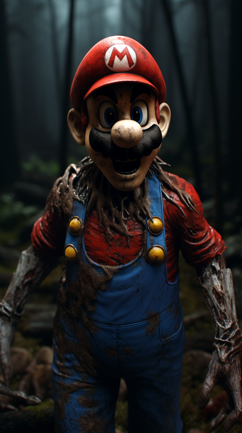 Image of Zombie Mario in Creepy Forest