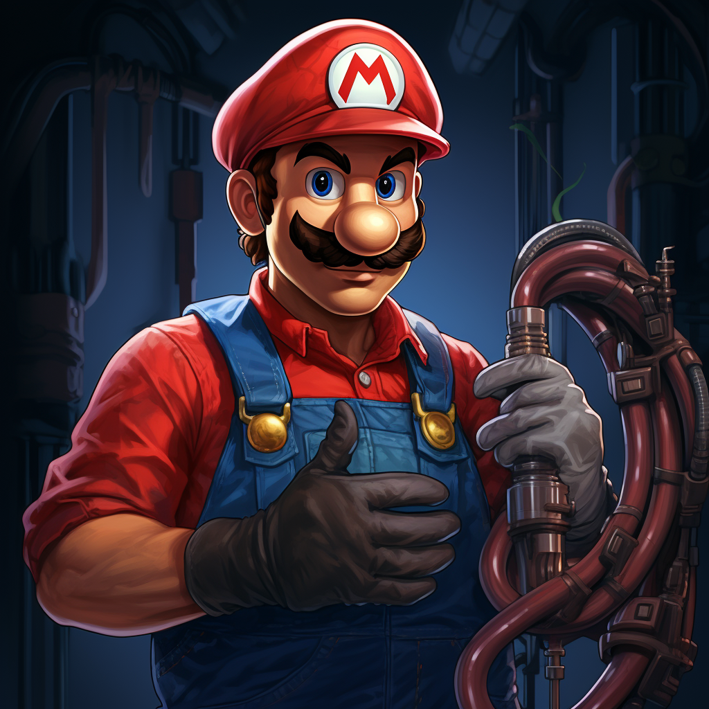 Mario with lead pipe in GTA art