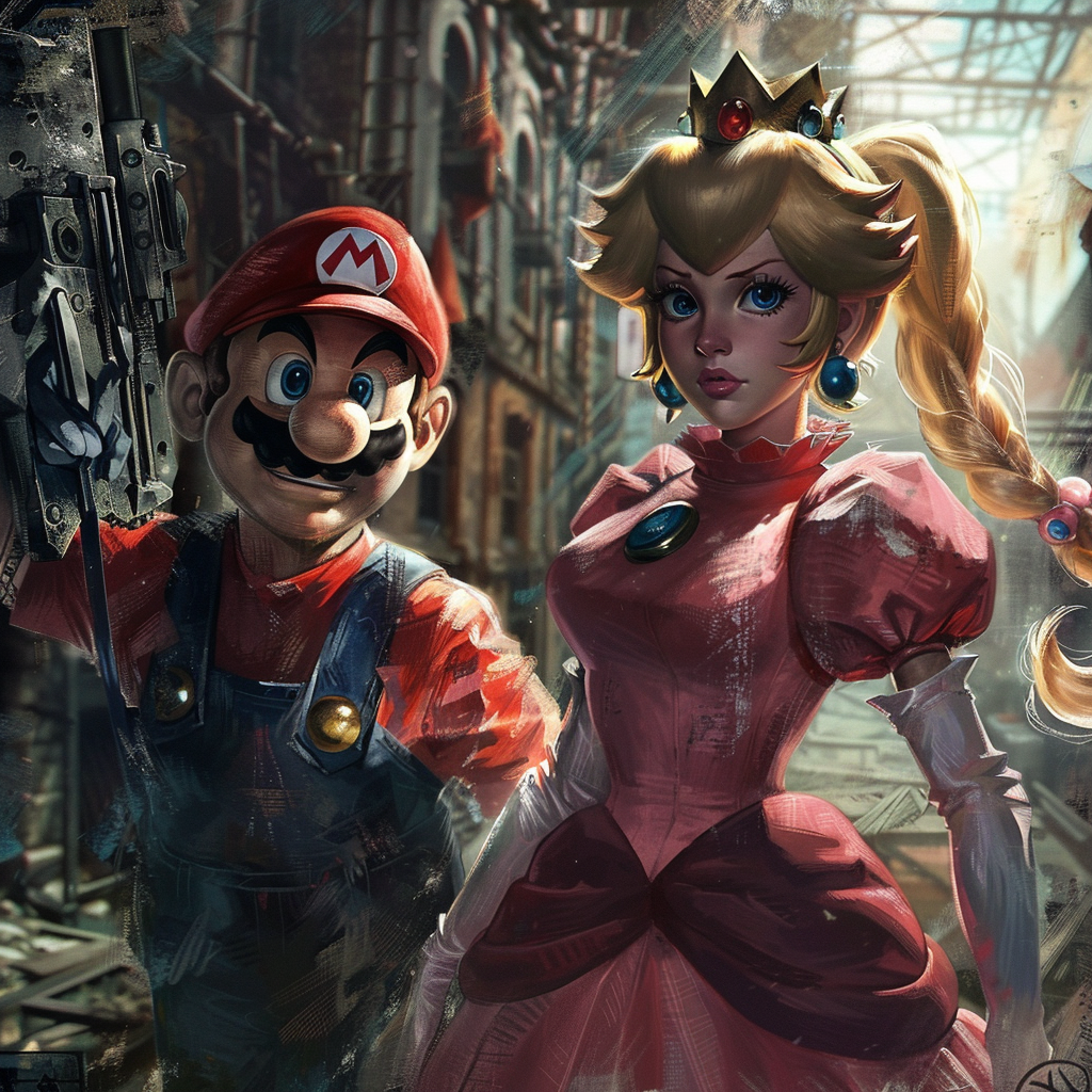 Mario villain kidnapping Princess Peach