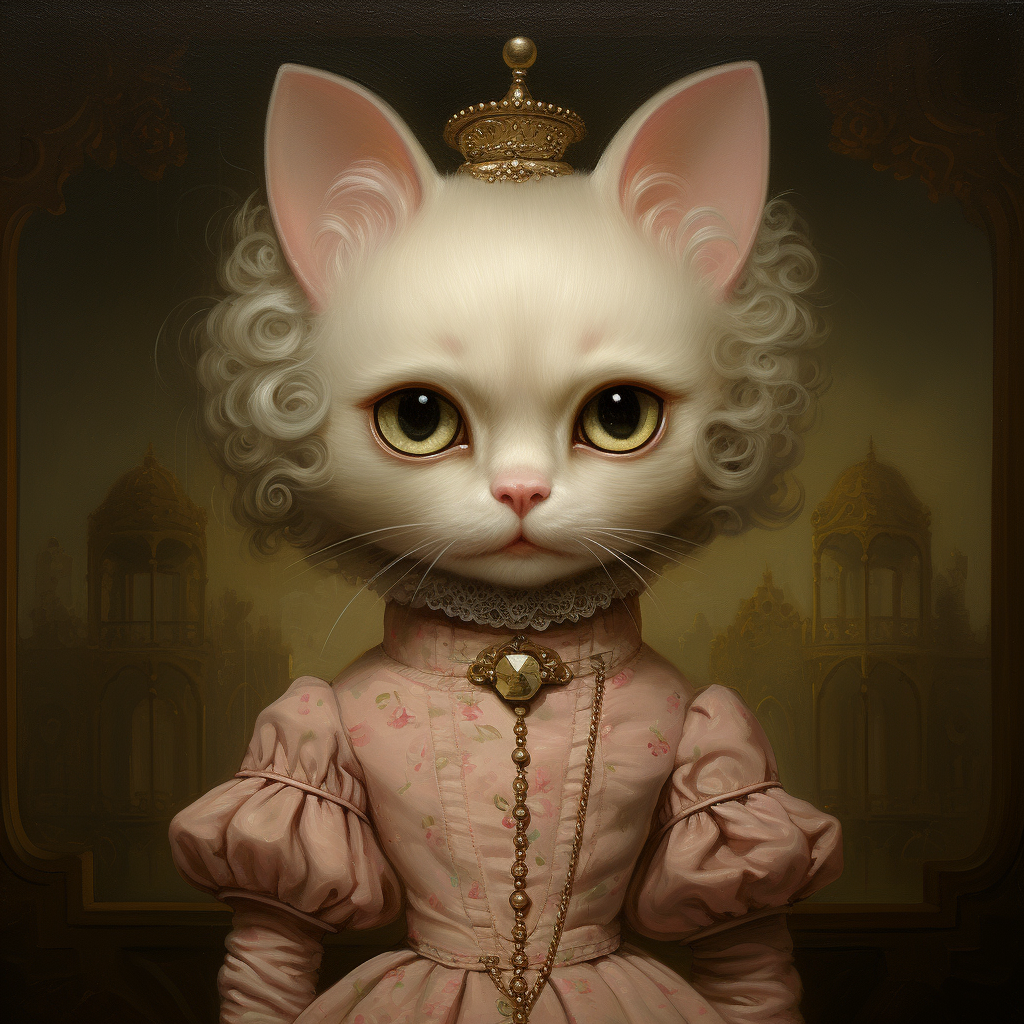 Cute cat artwork in Mark Ryden's style