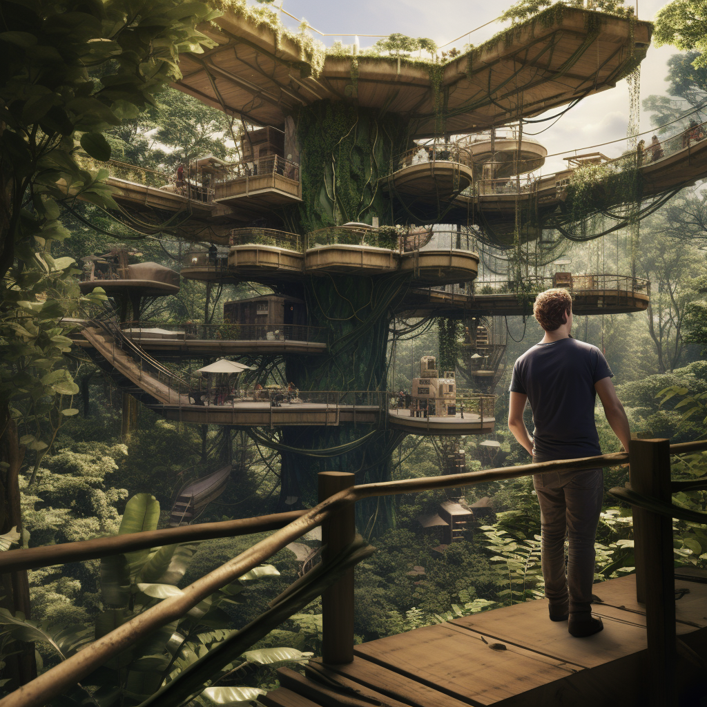 Mark Zuckerberg in his Jungle Treehouse