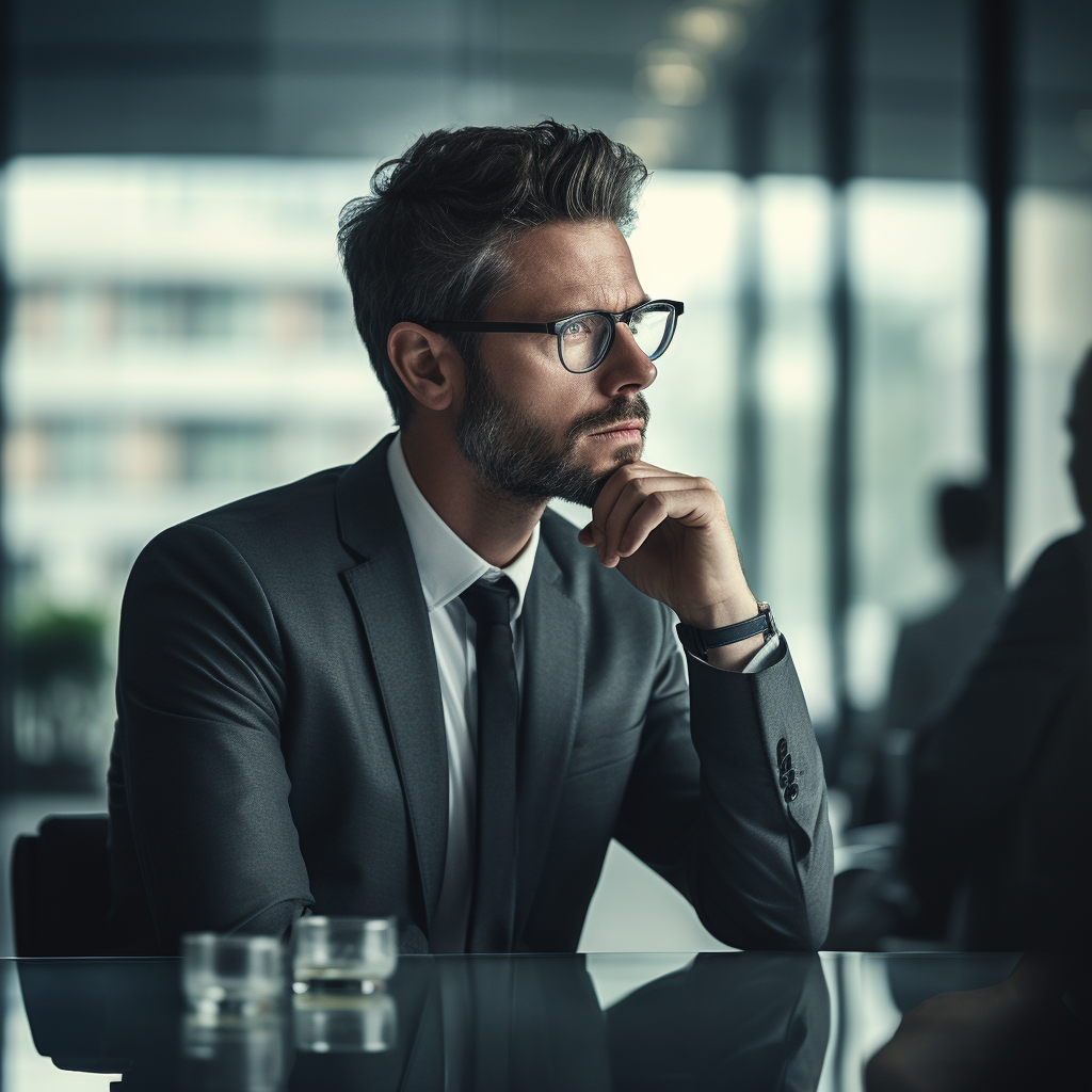 Marketing strategist pondering strategic decision