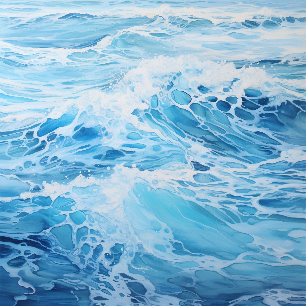 Light blue sea-inspired marmol painting