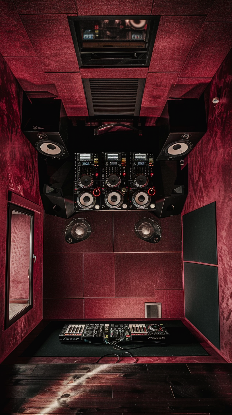 Recording booth with DJ decks