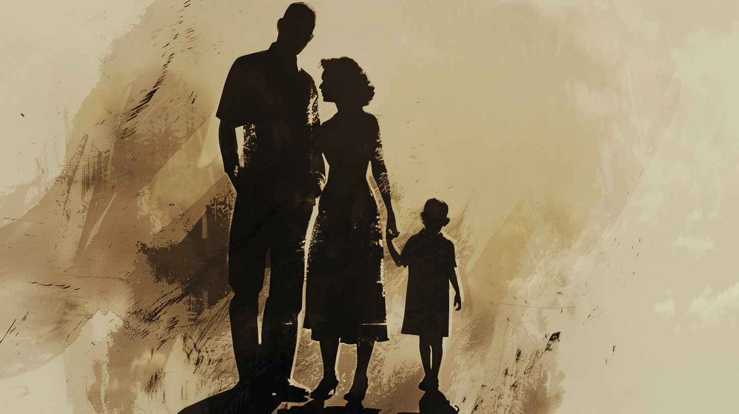 Shadow of Child Behind Married Couple