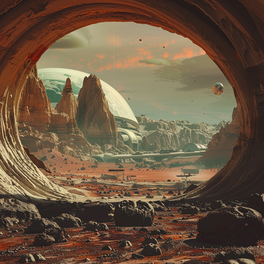 Mars colony Earth dome view