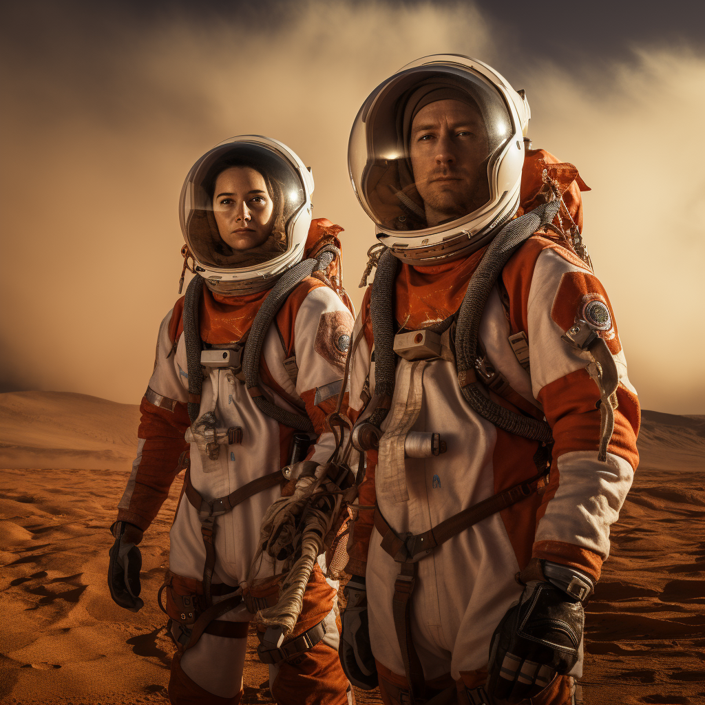 First Two People on Mars Astronauts Exploring