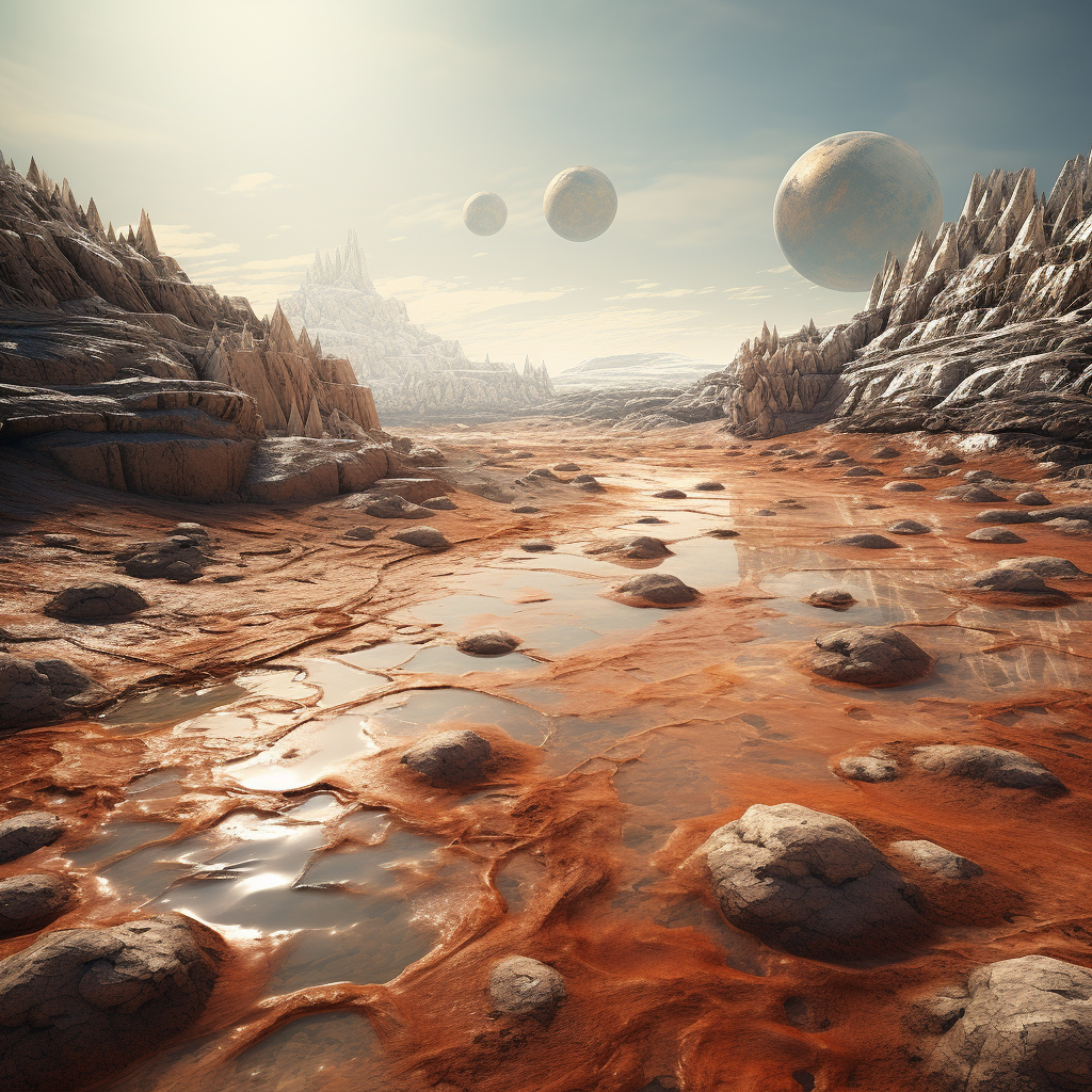 Realistic artwork of ice on Mars